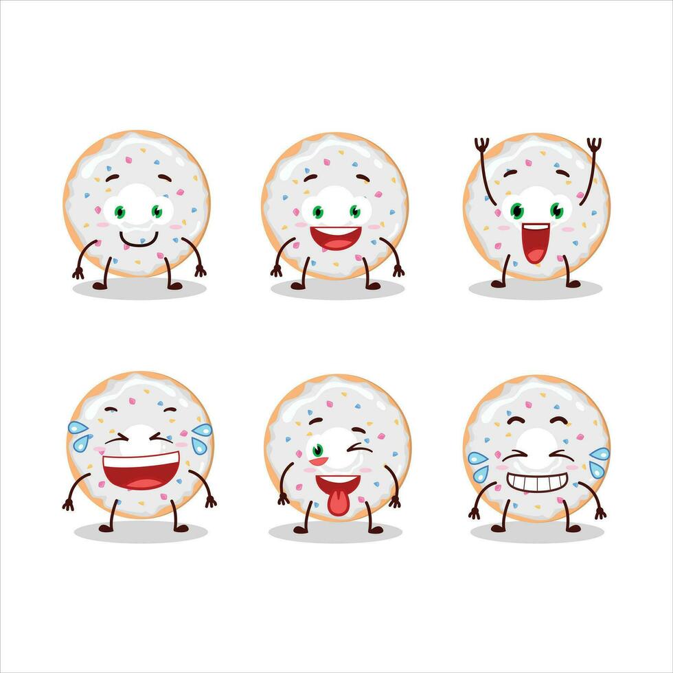 dibujos animados personaje de vainilla rosquilla con sonrisa expresión vector