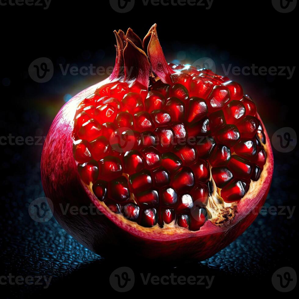 a pomegranate with dark background photo