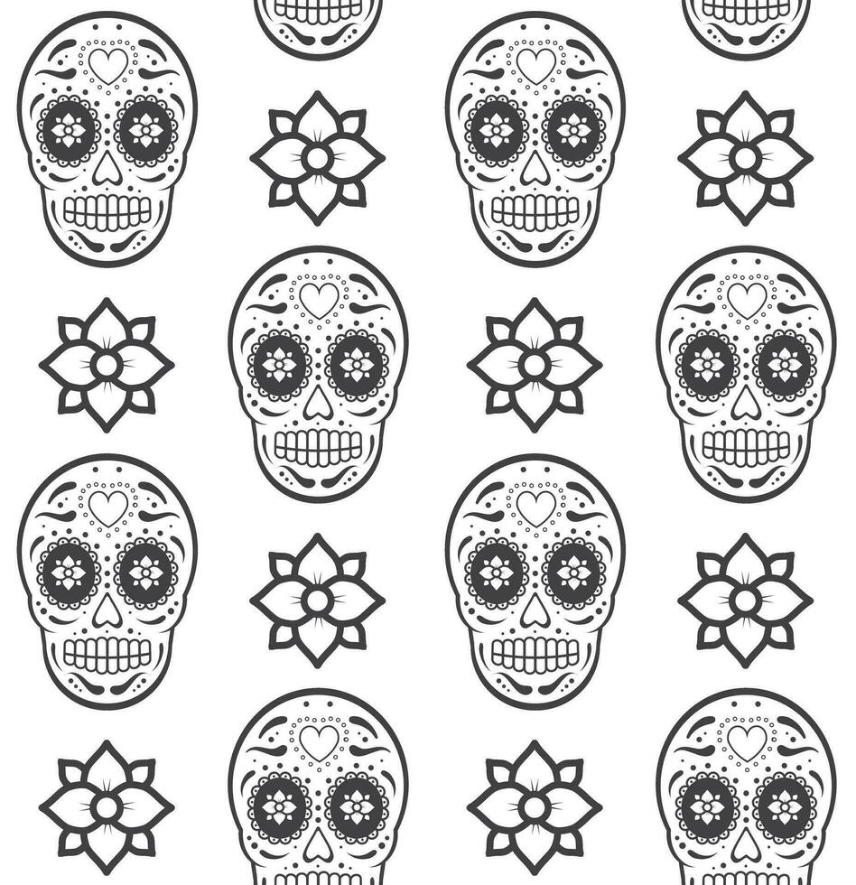 Vector seamless pattern of Mexican sugar skull