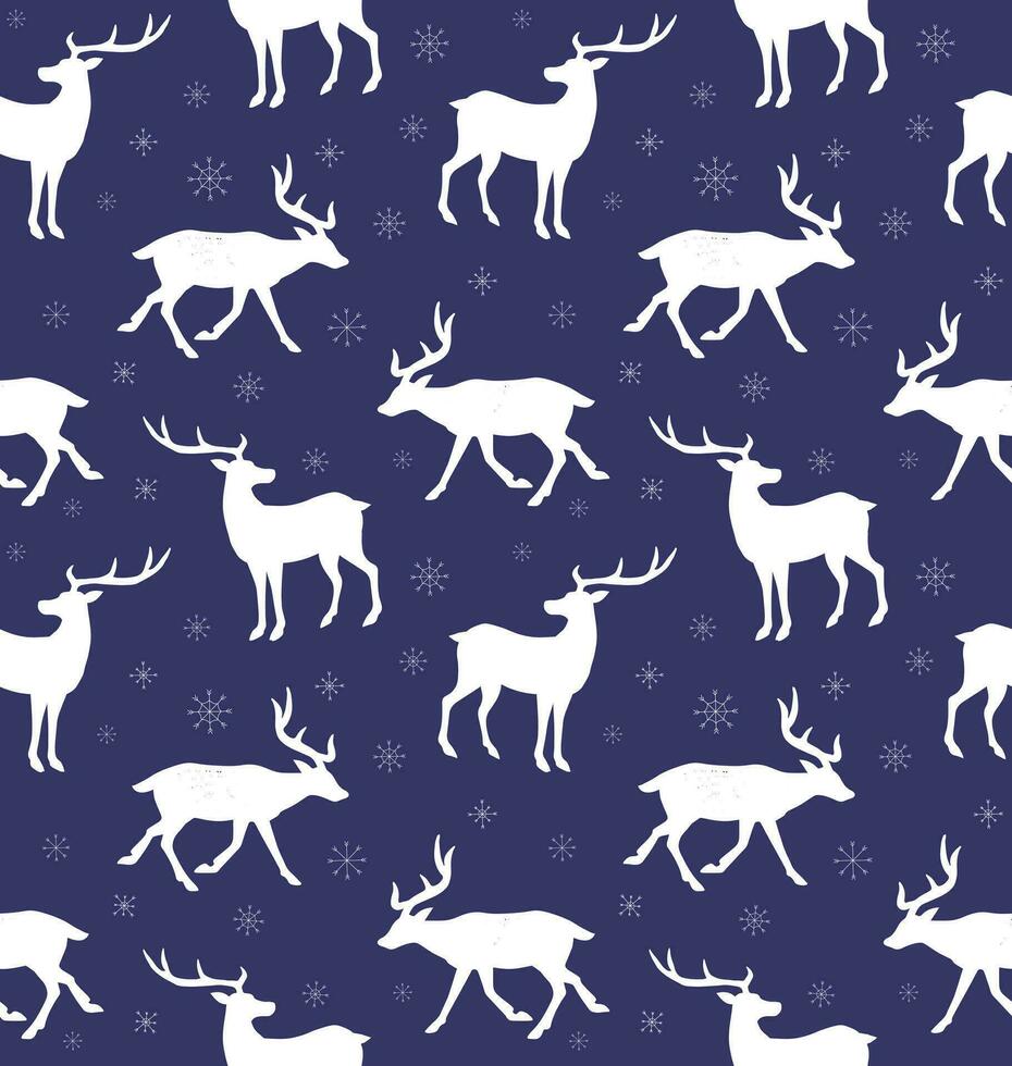 Vector seamless pattern of deer silhouette