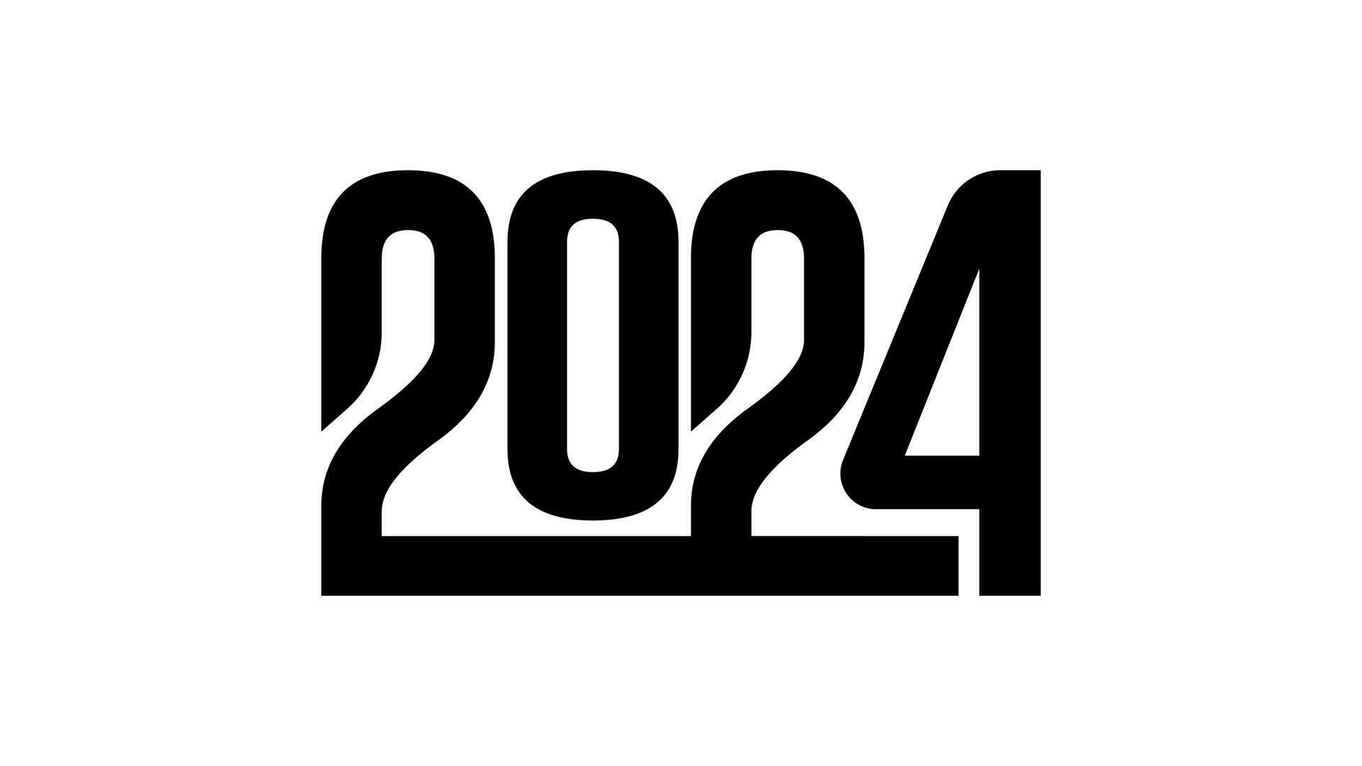 Simple Creative 2024 New Year Title Font Typography Design Concept