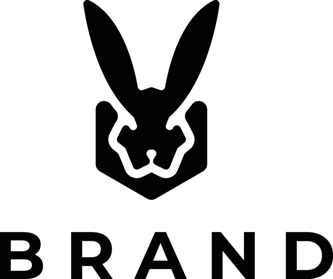 Rabbit head logo template combined with a hexagon shape vector