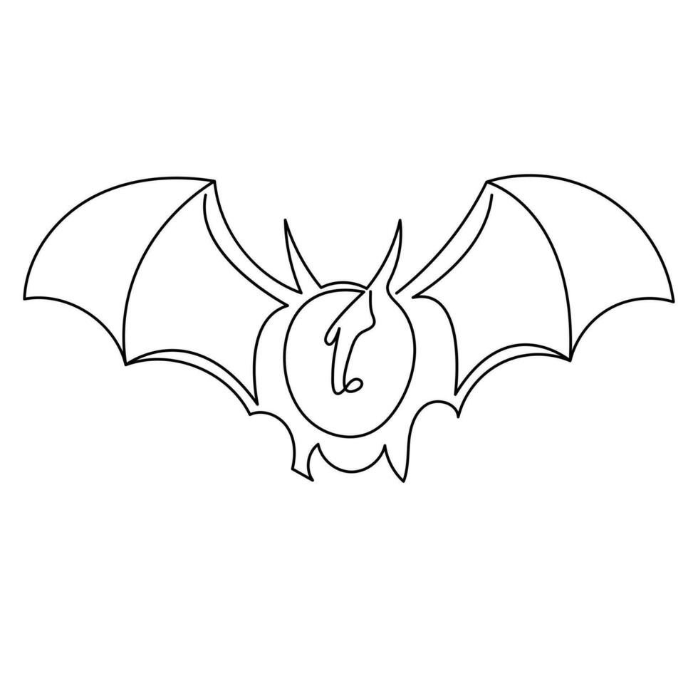 Continuous one line  bat drawing vector art illustration