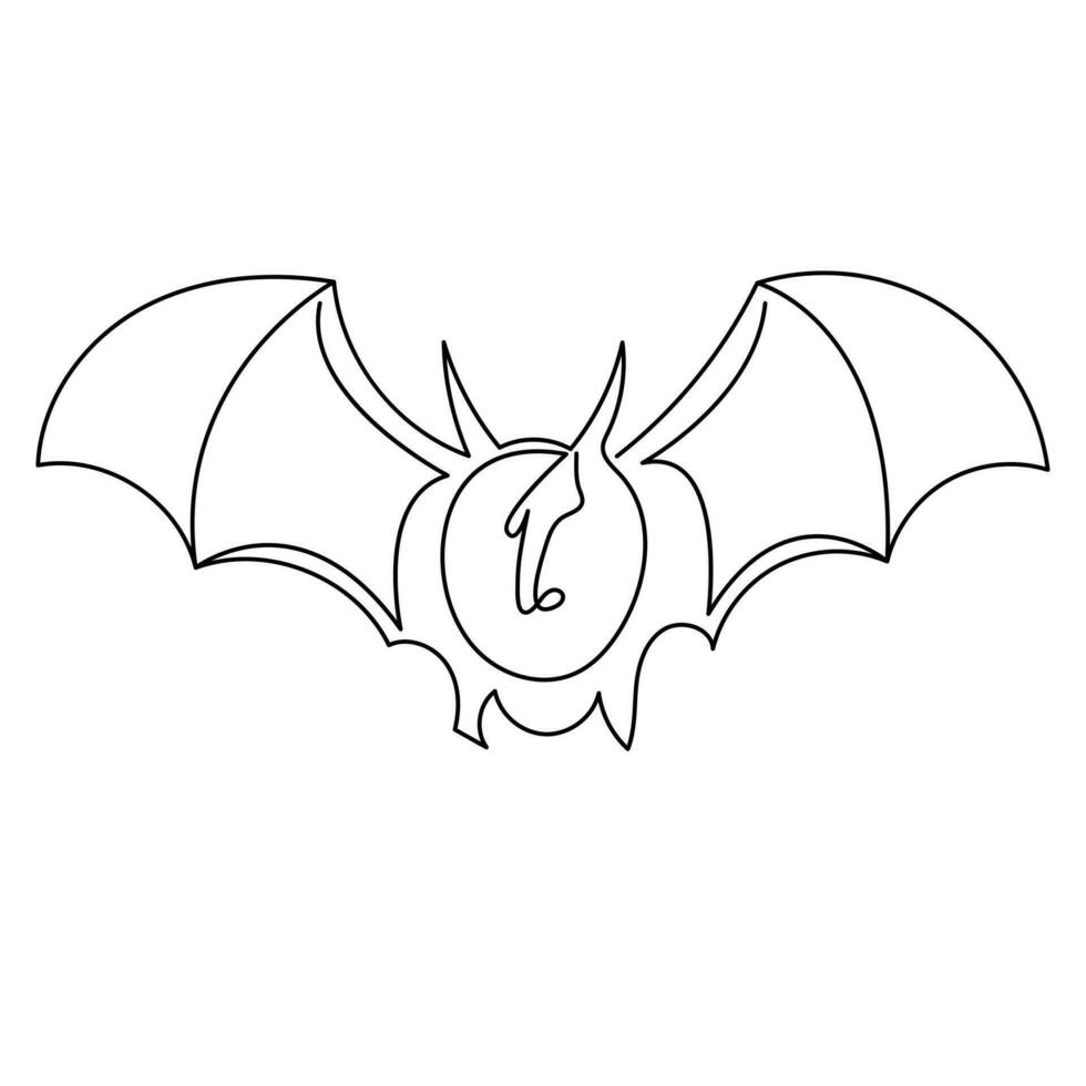 Continuous one line  bat drawing vector art illustration