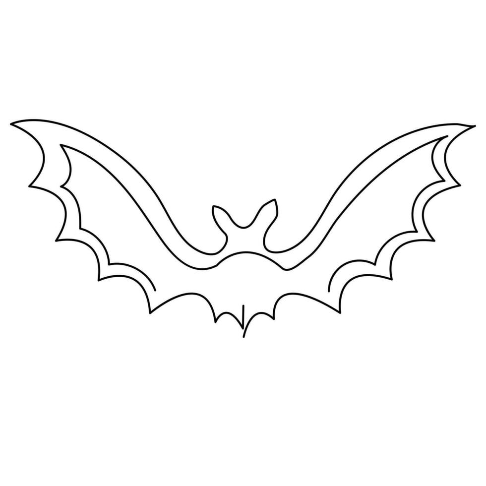 Continuous one line  bat drawing vector art illustration
