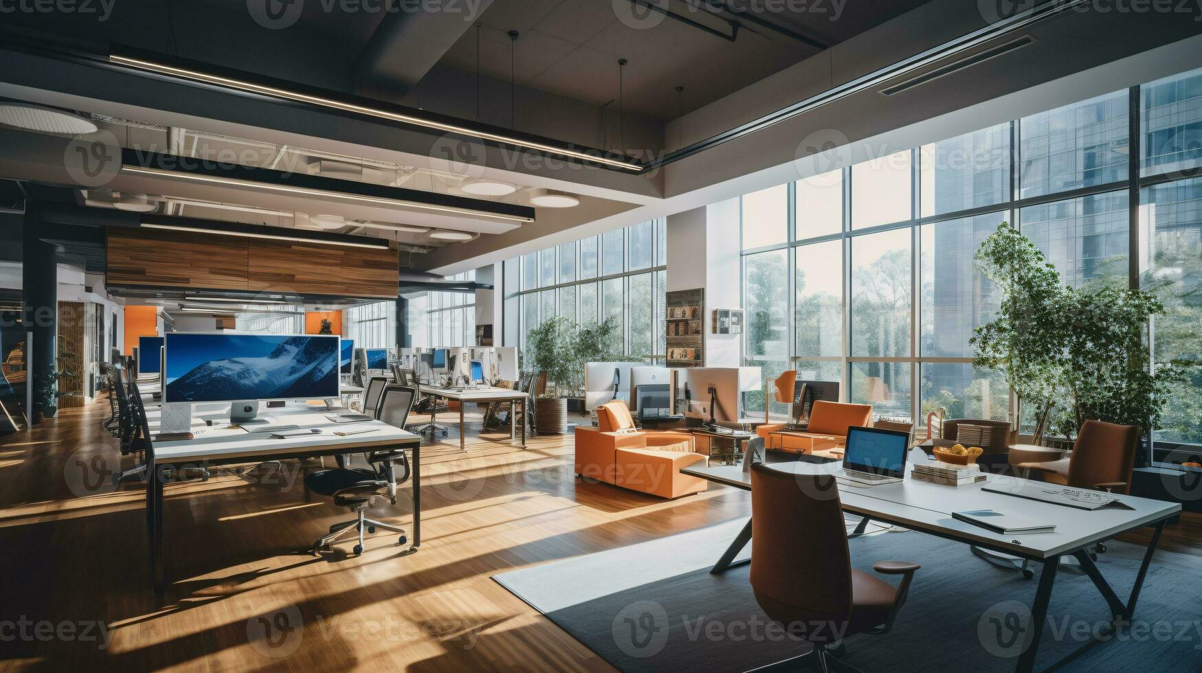 A Vision of the Future Work Experience with State-of-the-art Workplace Design and Copyspace AI Generative photo