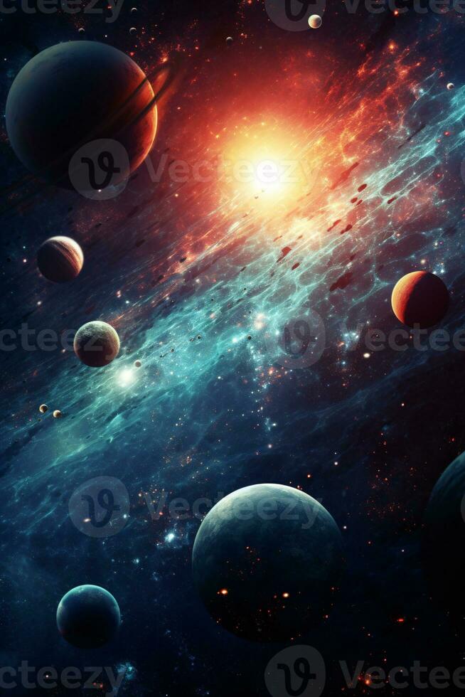 Breathtaking representation of the Milky Way from the outer reaches of our solar system filled with celestial bodies AI Generative photo