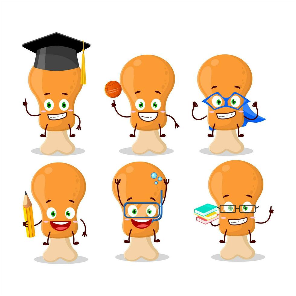 School student of chicken thight cartoon character with various expressions vector