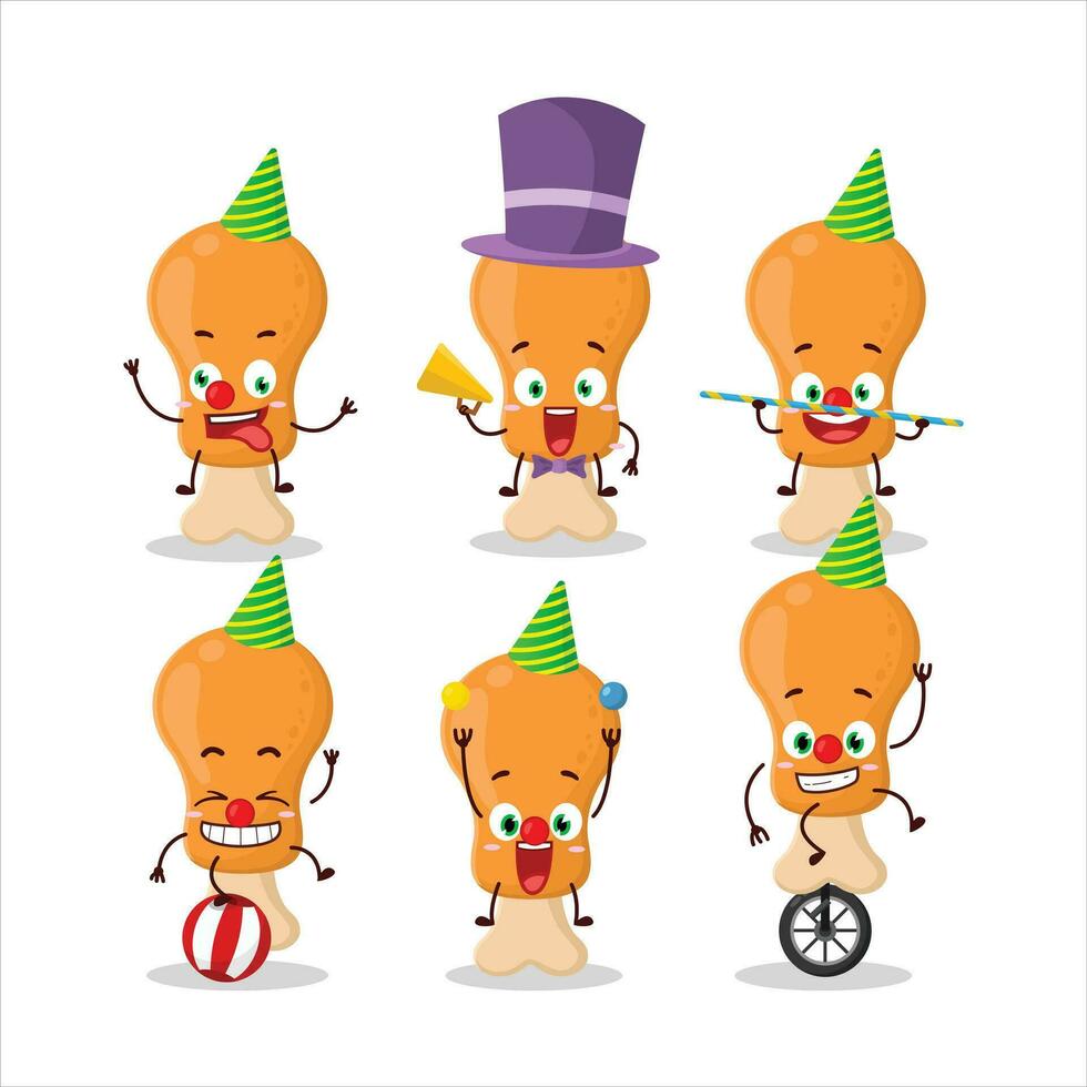 Cartoon character of chicken thight with various circus shows vector