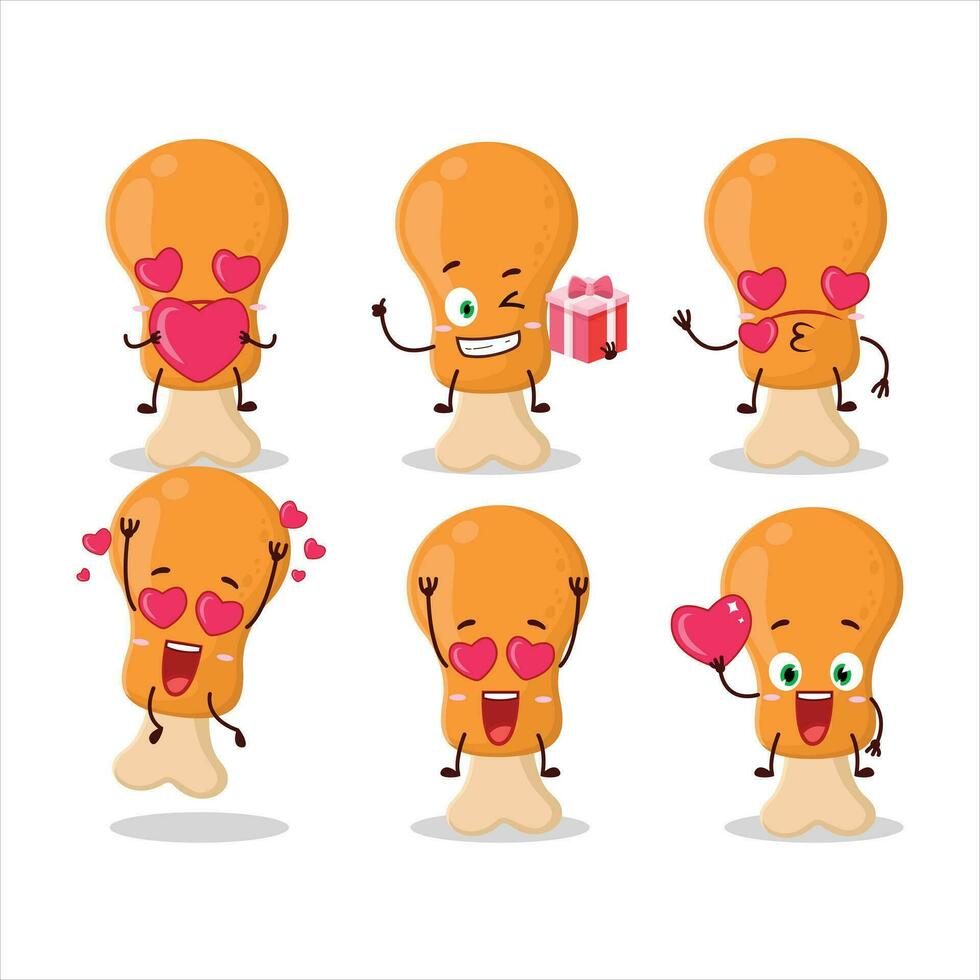 pollo muslo dibujos animados personaje con amor linda emoticon vector