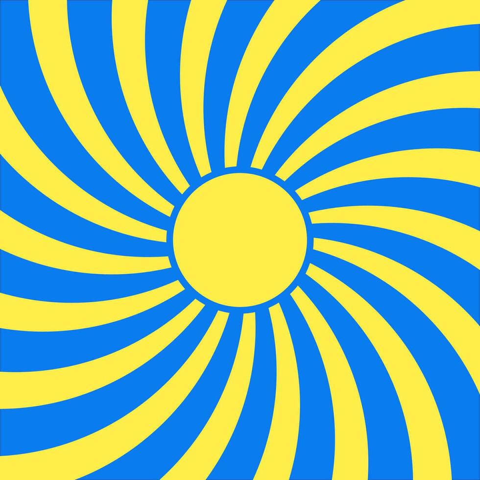 yellow sunshine swirl radius on blue background. abstract vector illustration nobody for background backdrop card printing