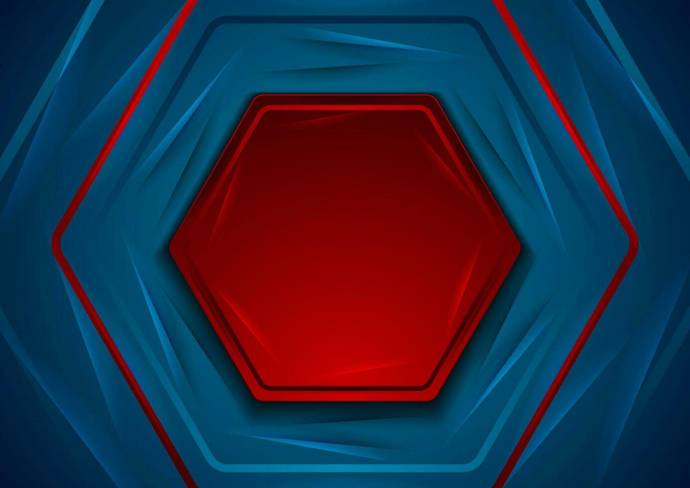 azul y rojo brillante lustroso hexágonos resumen geometría antecedentes vector