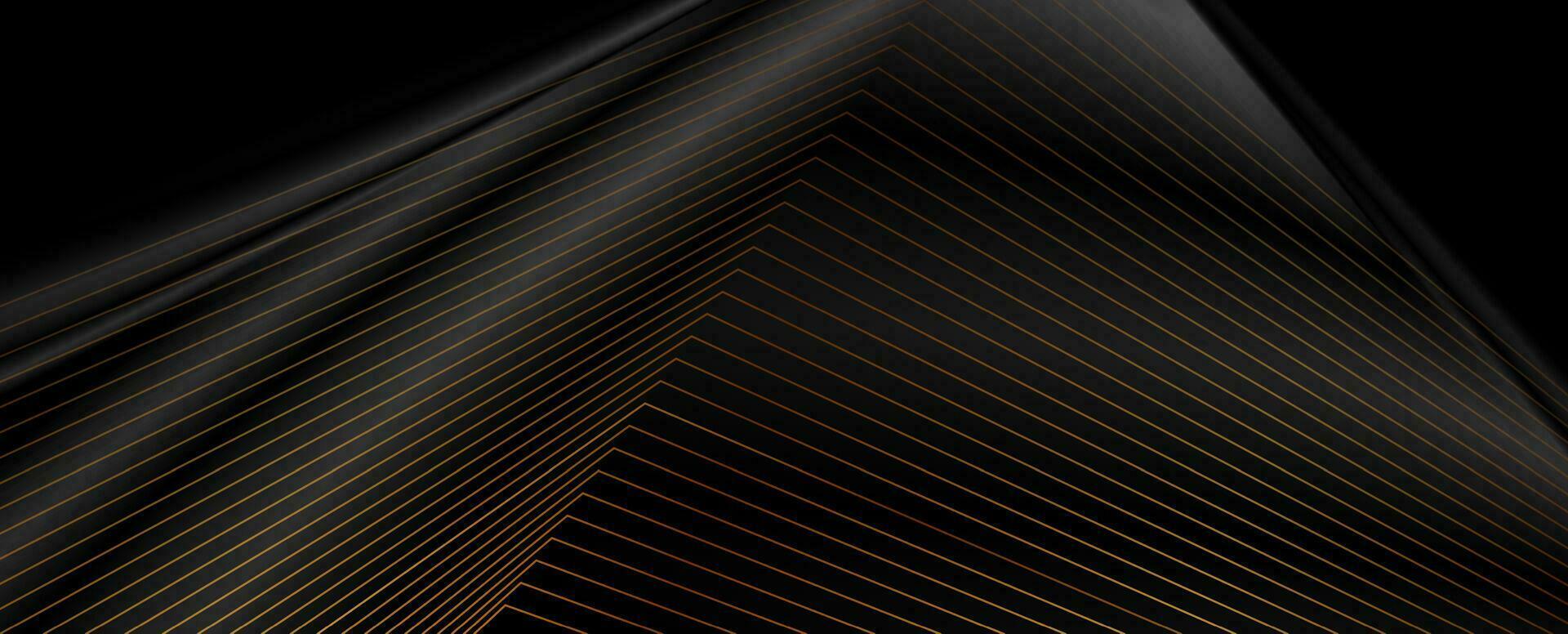 Black abstract background with golden lines vector