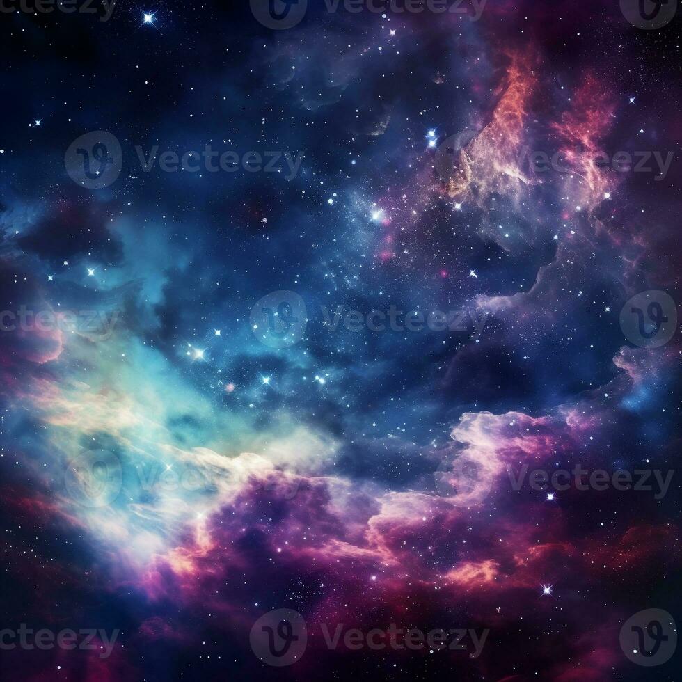 Captivating beauty of space with a distant nebula amidst a star-filled sky AI Generative photo