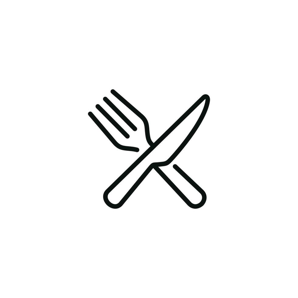 restaurante línea icono aislado en blanco antecedentes. tenedor y cuchillo icono vector
