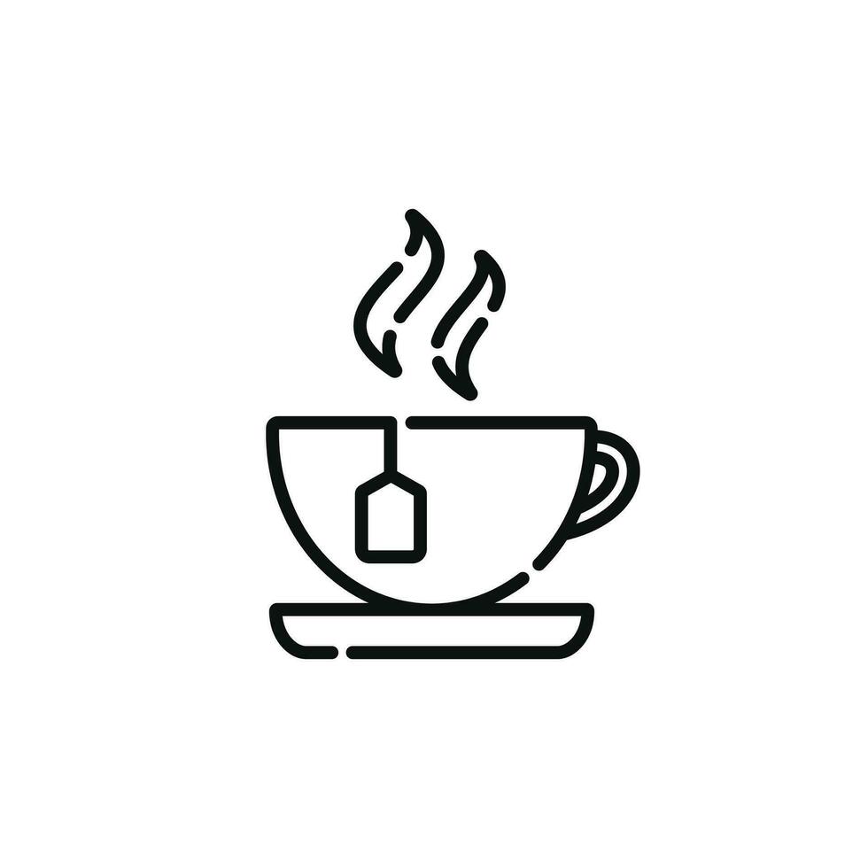 Tea cup line icon isolated on white background vector