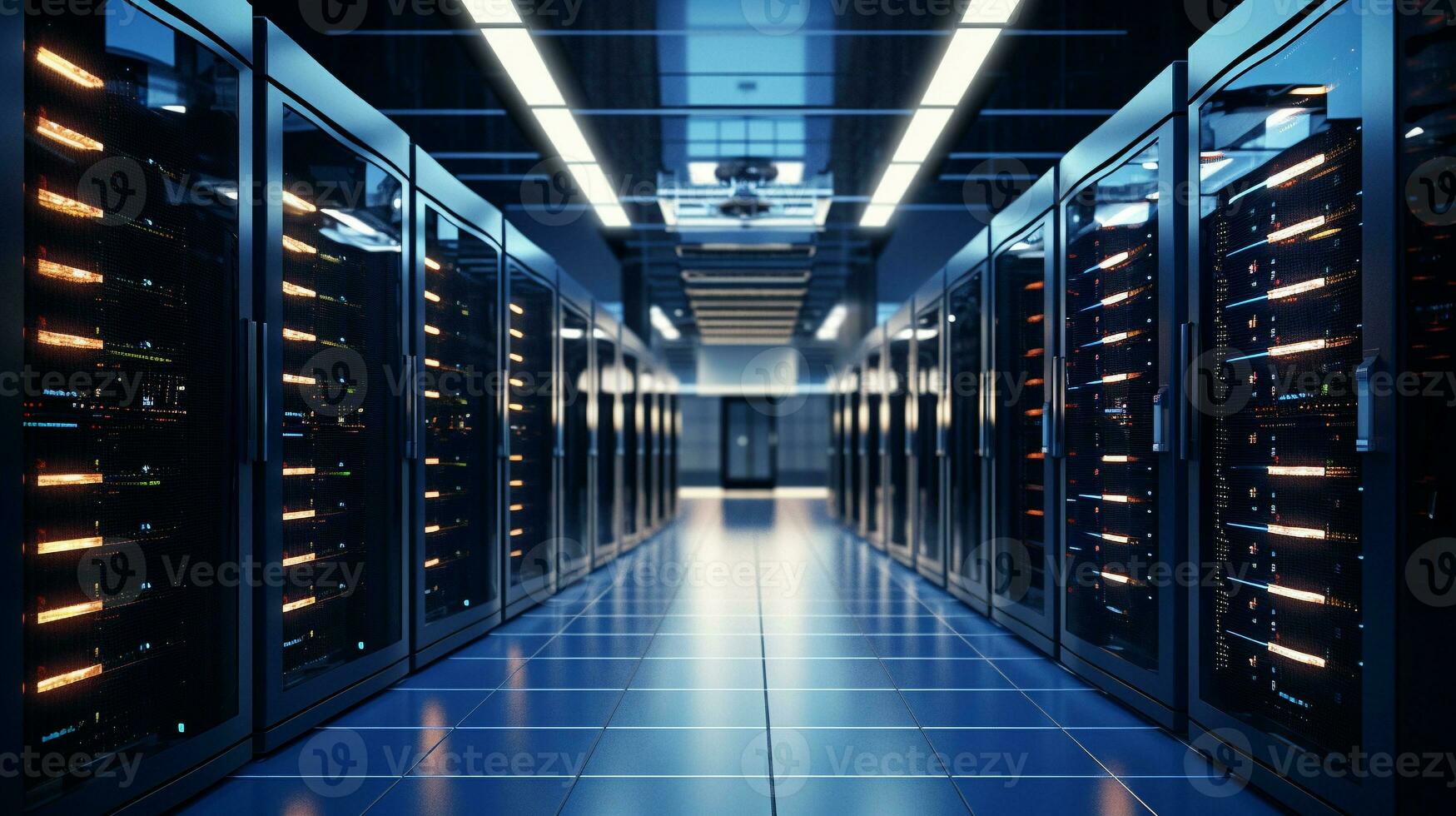 computer server room. data center for digital database collection. generative AI photo