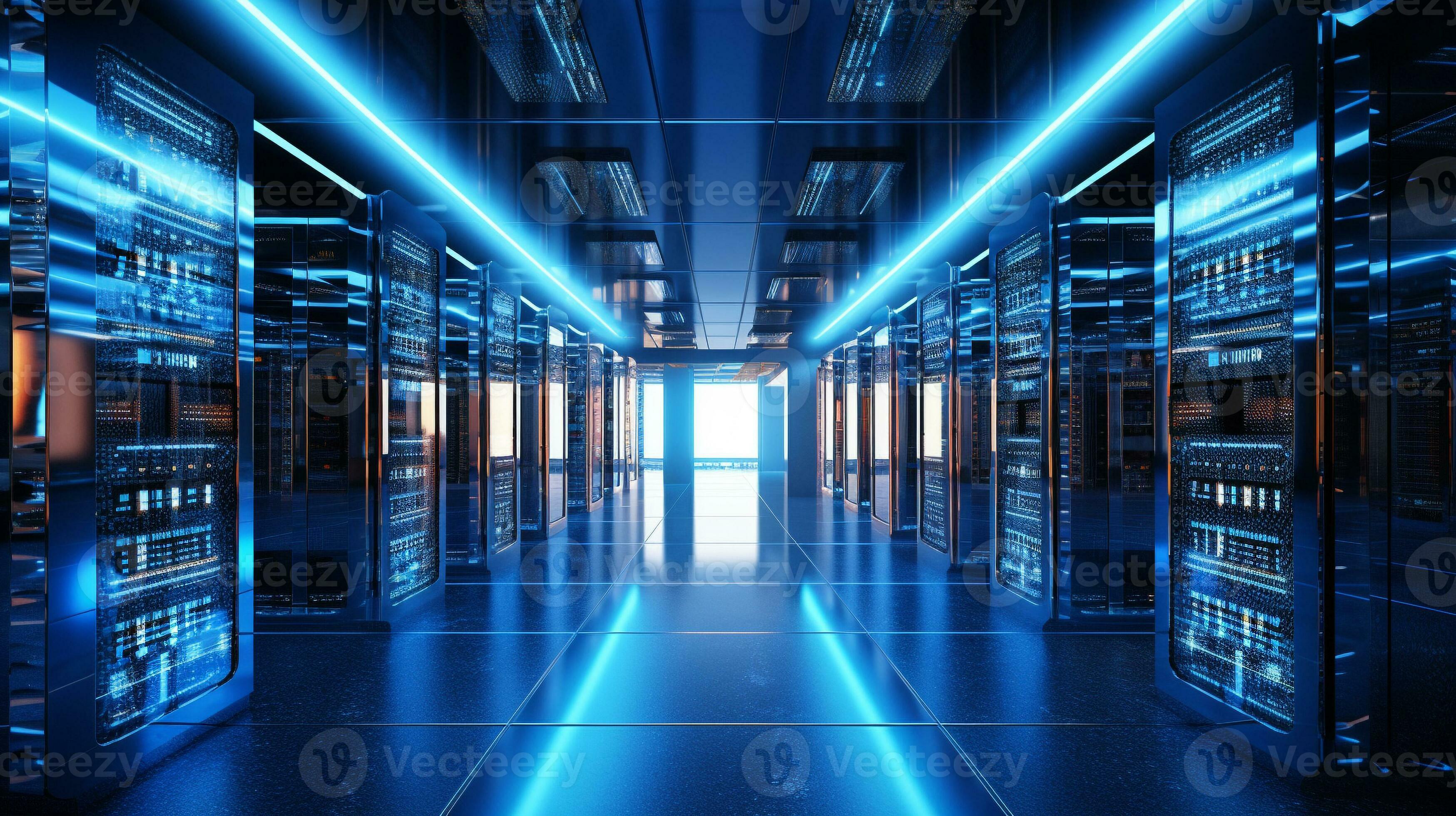 computer server room. data center for digital database collection