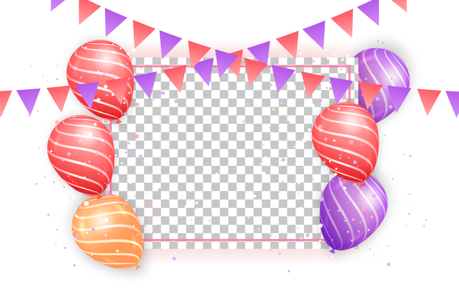 Beautiful happy birthday Background With balloons and confetti for birth day celebration card png