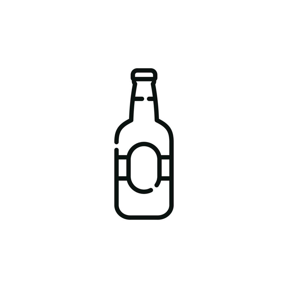 Beer bottle line icon isolated on white background vector