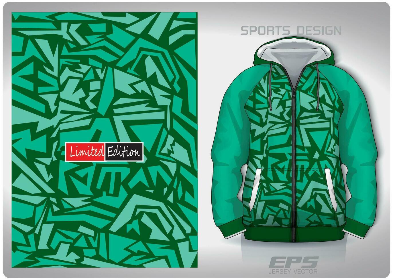 Vector sports shirt background image.green fragment pattern design, illustration, textile background for sports long sleeve hoodie, jersey hoodie