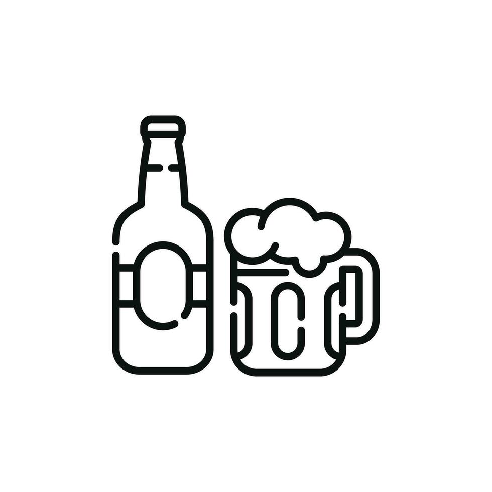 cerveza línea icono aislado en blanco antecedentes vector