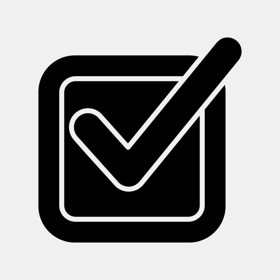 Icon check mark. Indonesian general election elements. Icons in glyph style. Good for prints, posters, infographics, etc. vector