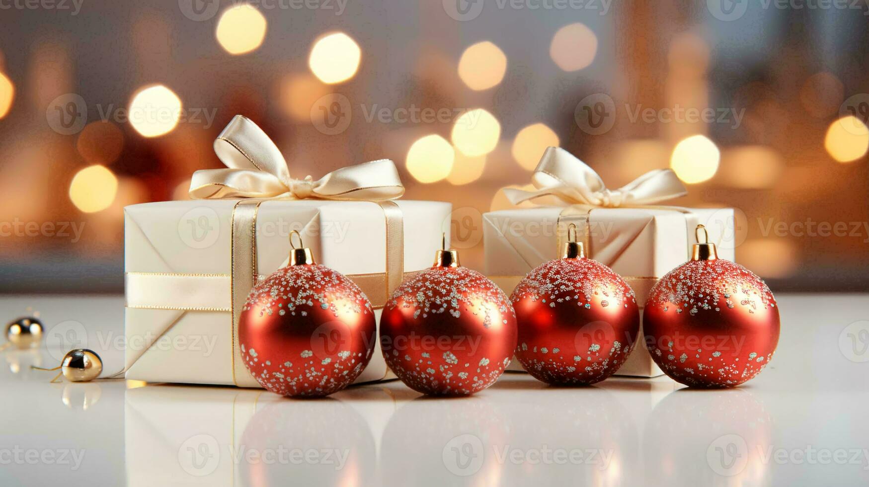 Christmas toys and New Year's gifts are beautiful and shiny for the holiday. Christmas card concept photo