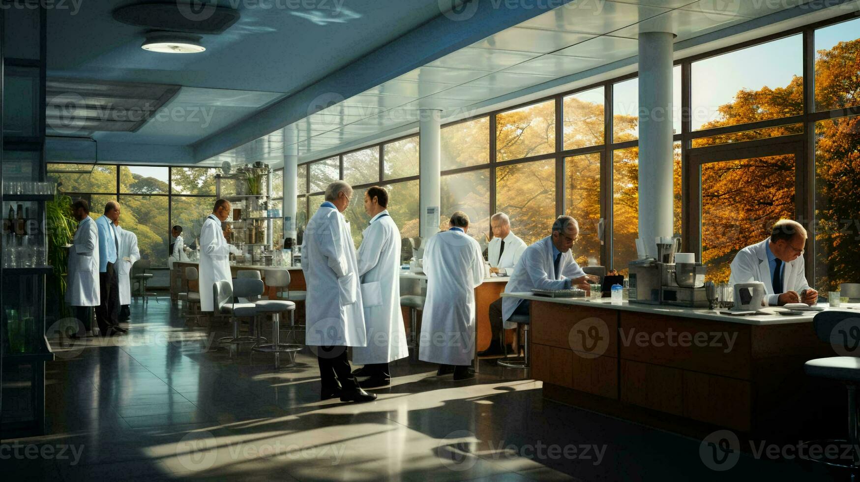 Team of medical workers doctors smiling in hospital, medicine and healthcare concept photo