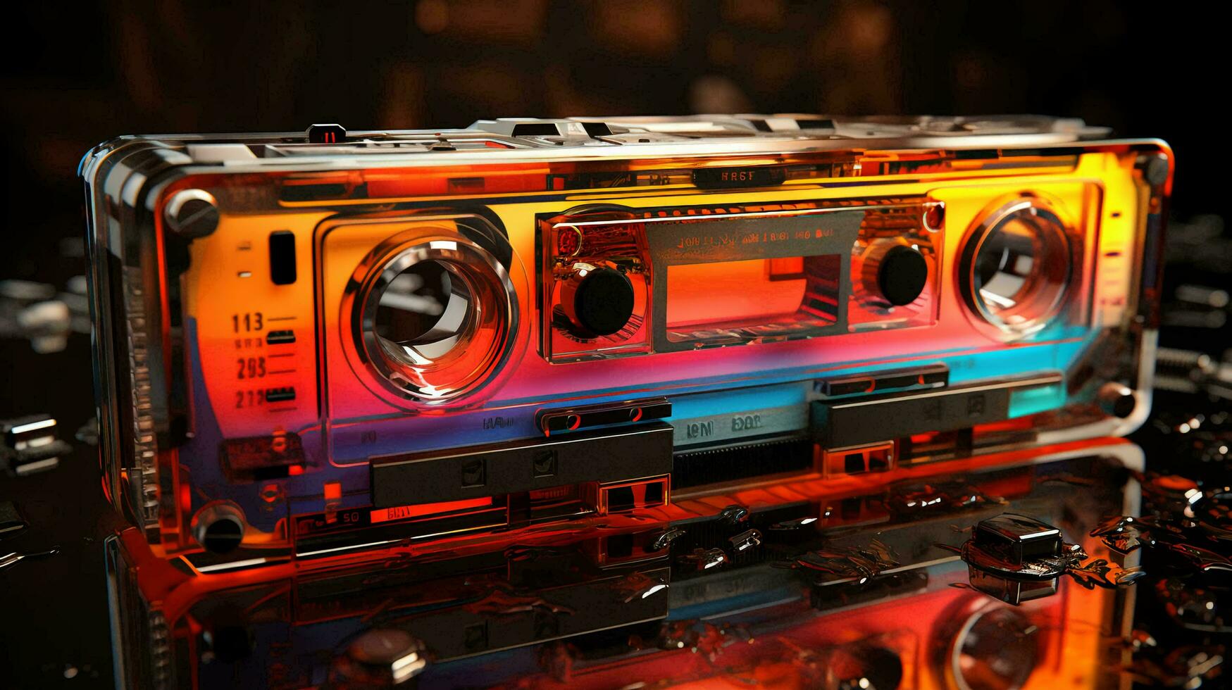 Old stylish vintage retro audio cassette poster from the 80s 90s photo