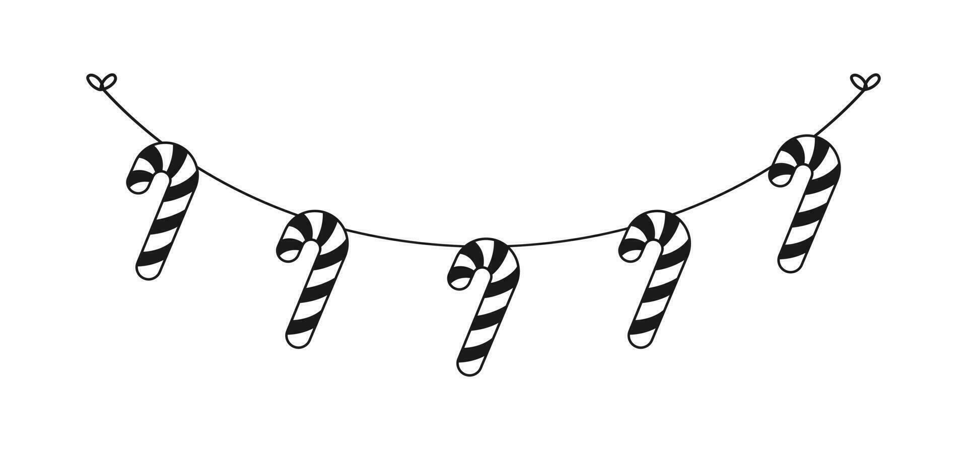 caramelo caña guirnalda silueta vector ilustración, Navidad gráficos festivo invierno fiesta temporada verderón