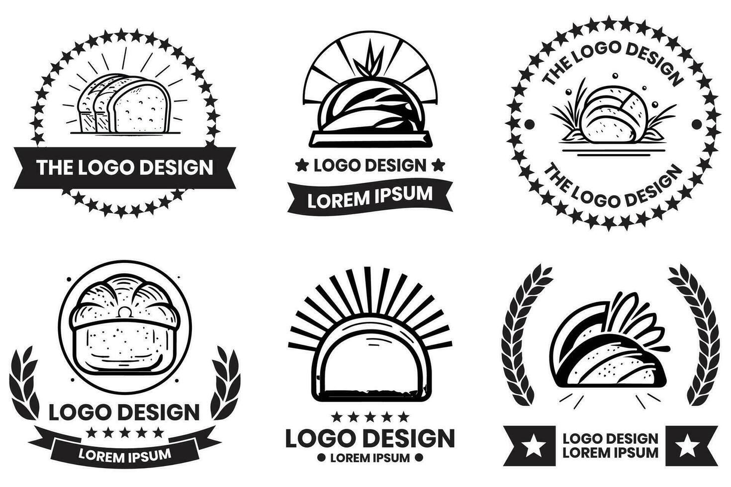 un pan tienda logo en plano línea Arte estilo vector