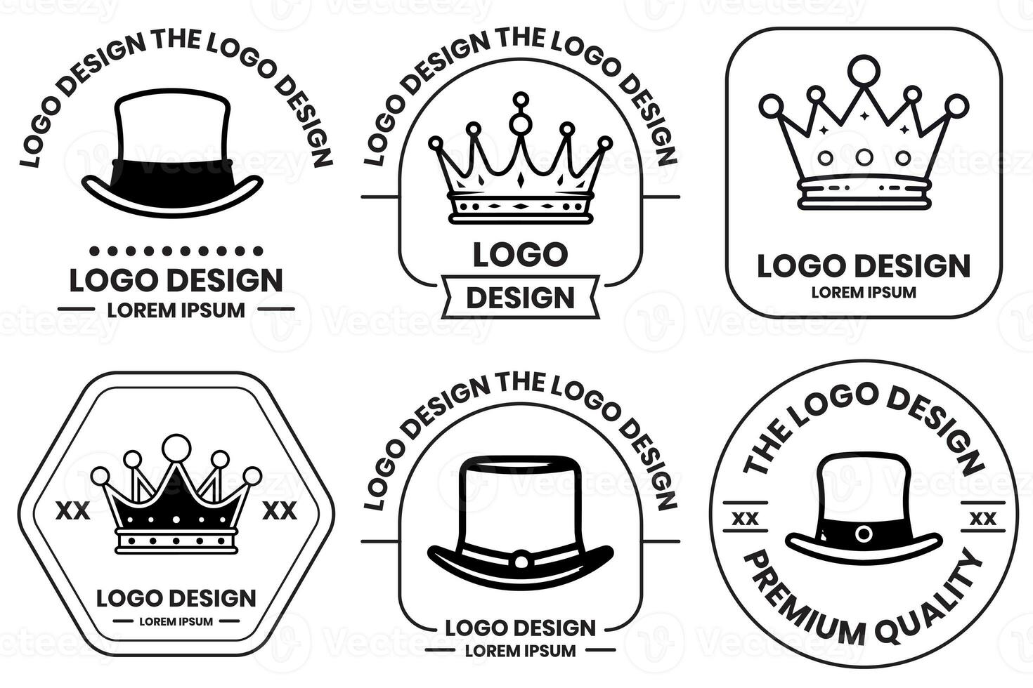 Hat and crown logo in flat line art style photo