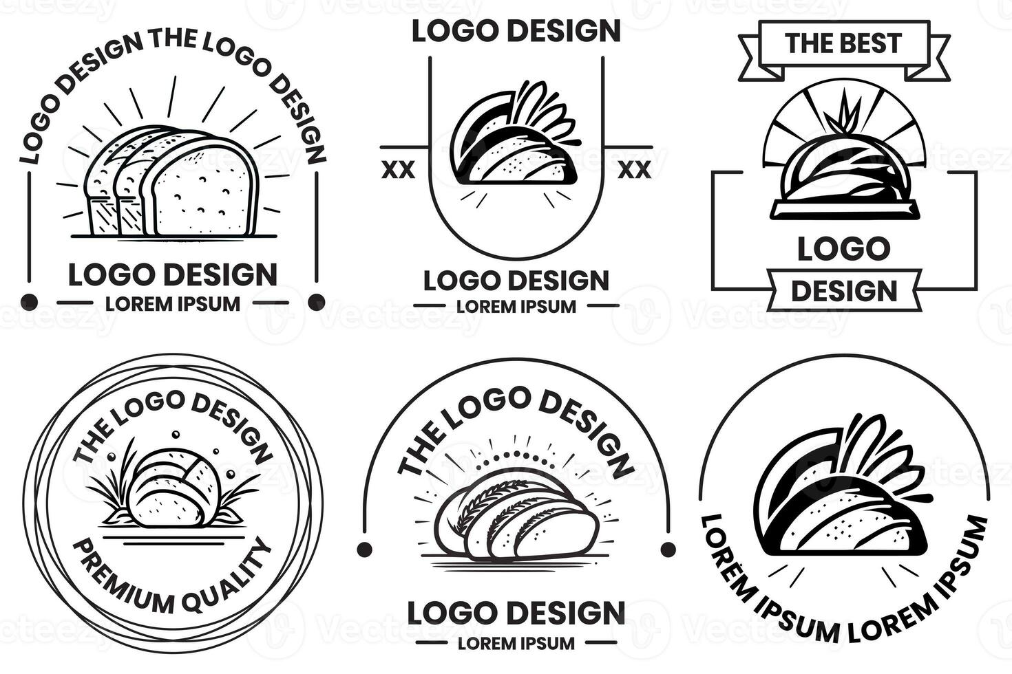 bread shop logo in flat line art style photo