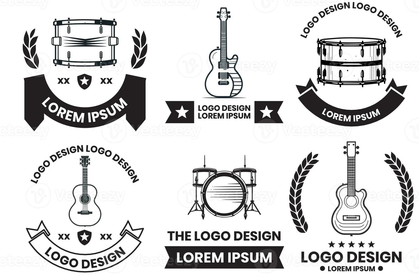 musical instrument logo in flat line art style photo