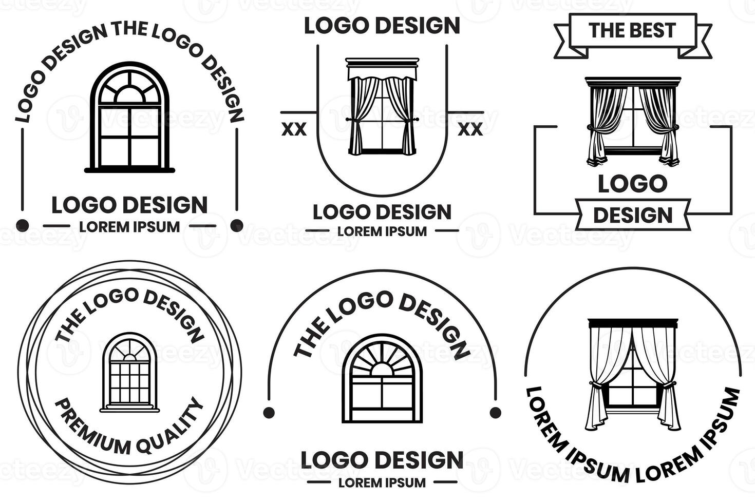 door and window logo in flat line art style photo