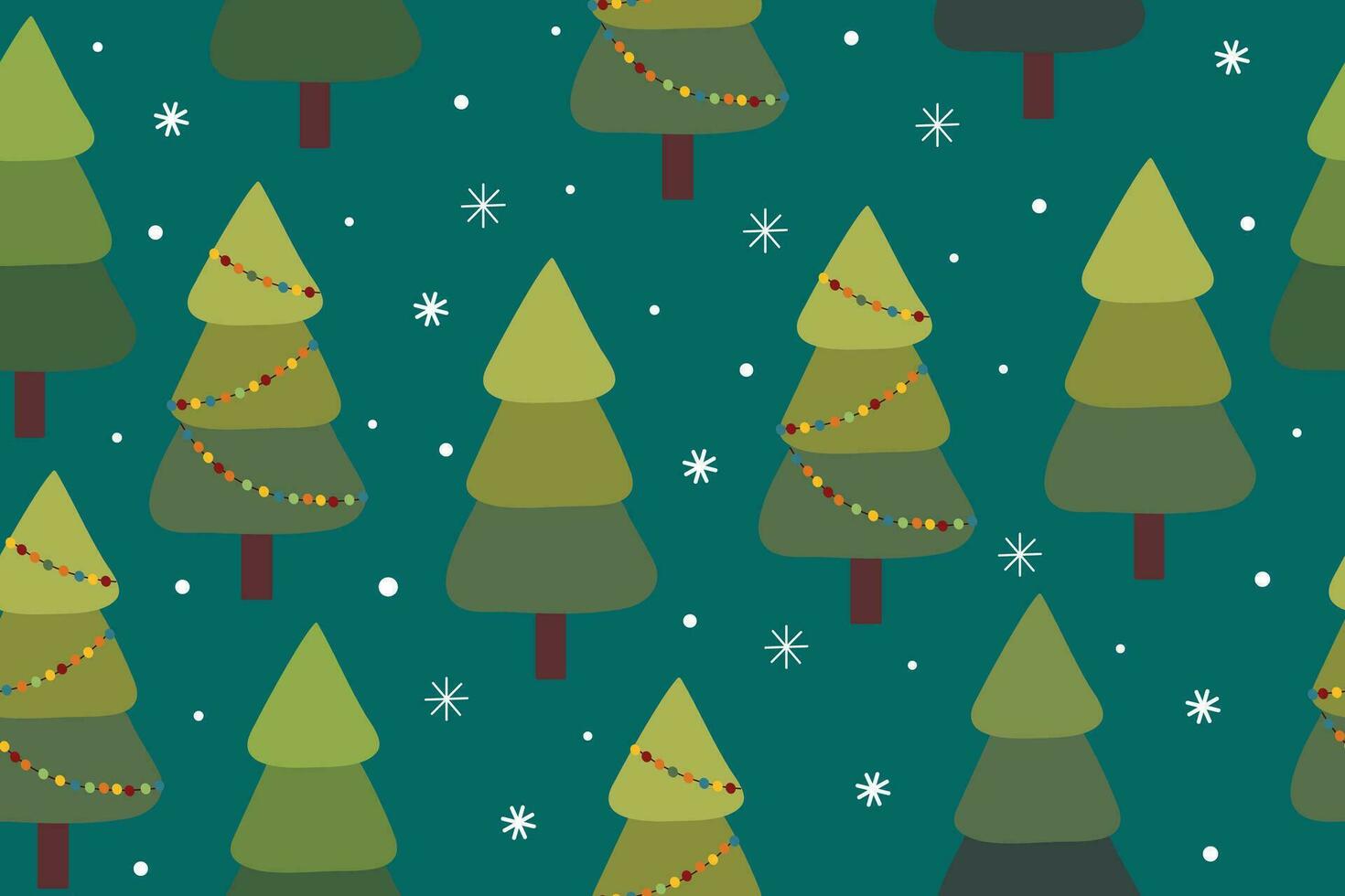 Seamless pattern Christmas trees. Colorful New year symbols. Minimalistic flat hand-drawn style. Vector illustration. Vector