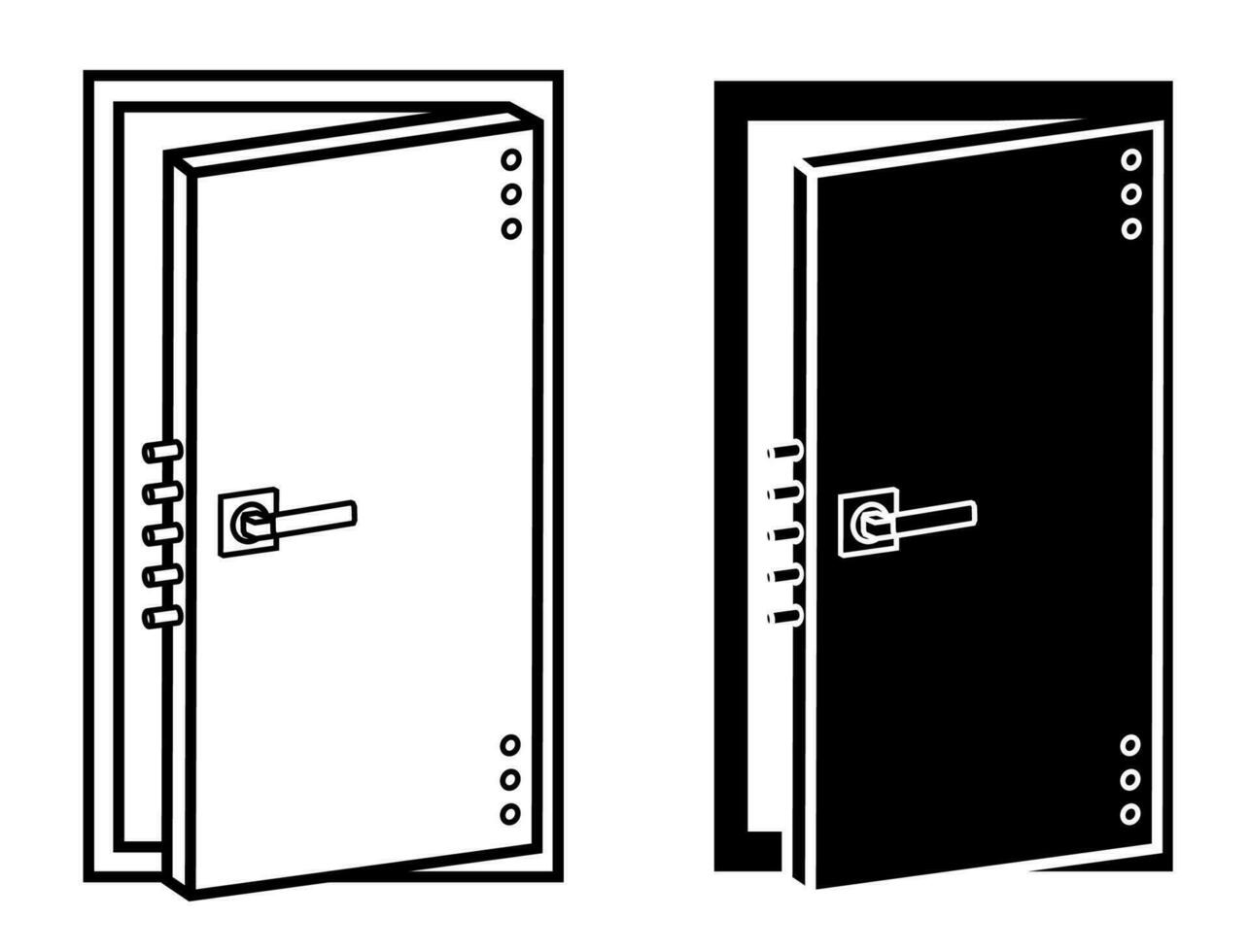 open reliable door icon of bomb shelter or bank. Safe storage and shelter. Highest level of security. Vector