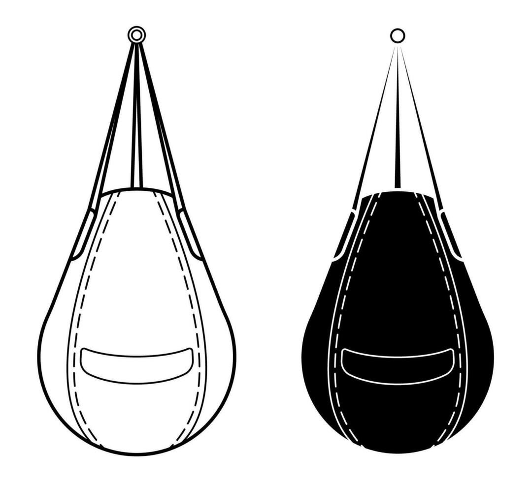 puñetazos bolso para Deportes capacitación. formación boxeadores en gimnasia. negro y blanco vector