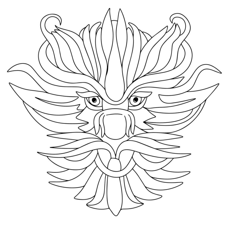 mano dibujado del dragón cabeza en garabatear estilo aislado en blanco antecedentes. contorno verde del dragón cabeza. vector ilustración.