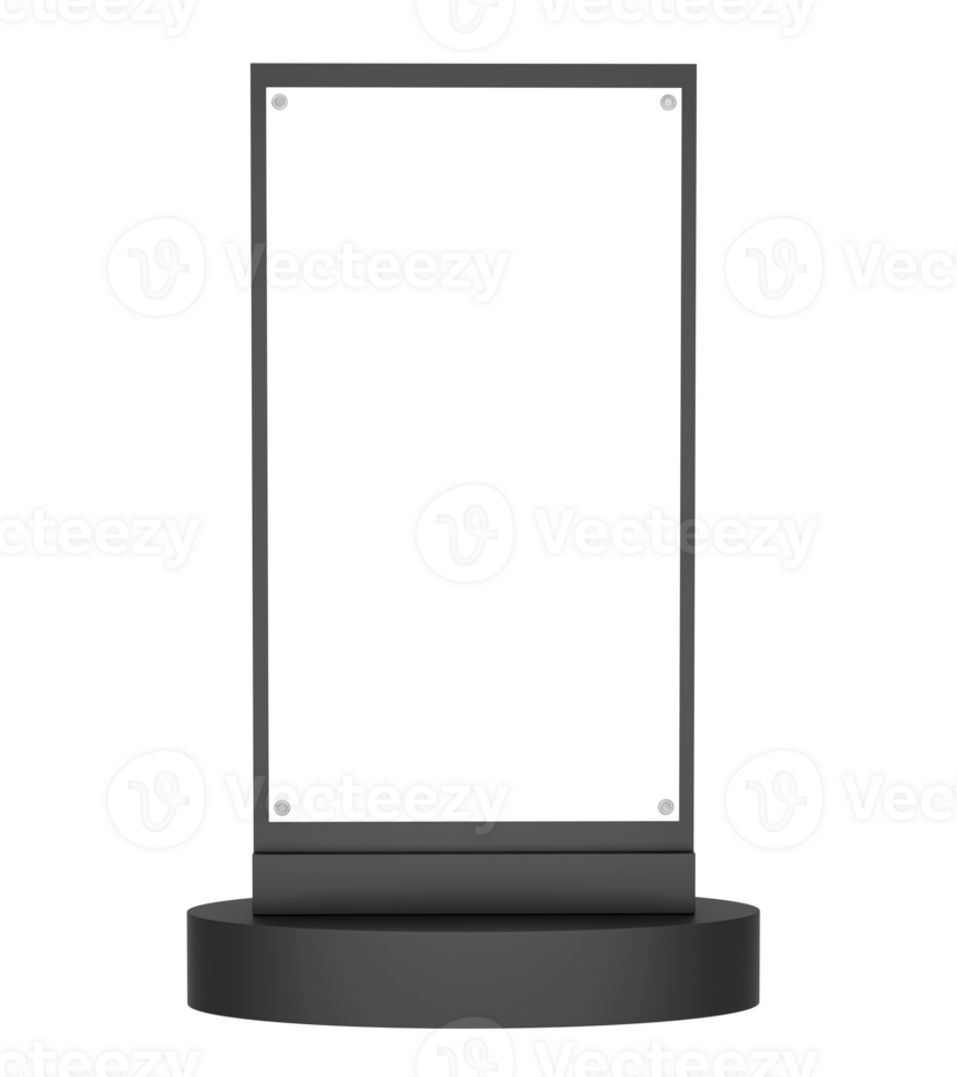 Blank advertisement signs. Mockup of street store template signboard , Metal cafe restaurant bar plastic badge black white, 3D illustration. png