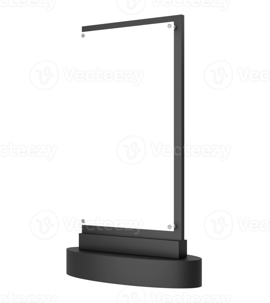 Blank advertisement signs. Mockup of street store template signboard , Metal cafe restaurant bar plastic badge black white, 3D illustration. png