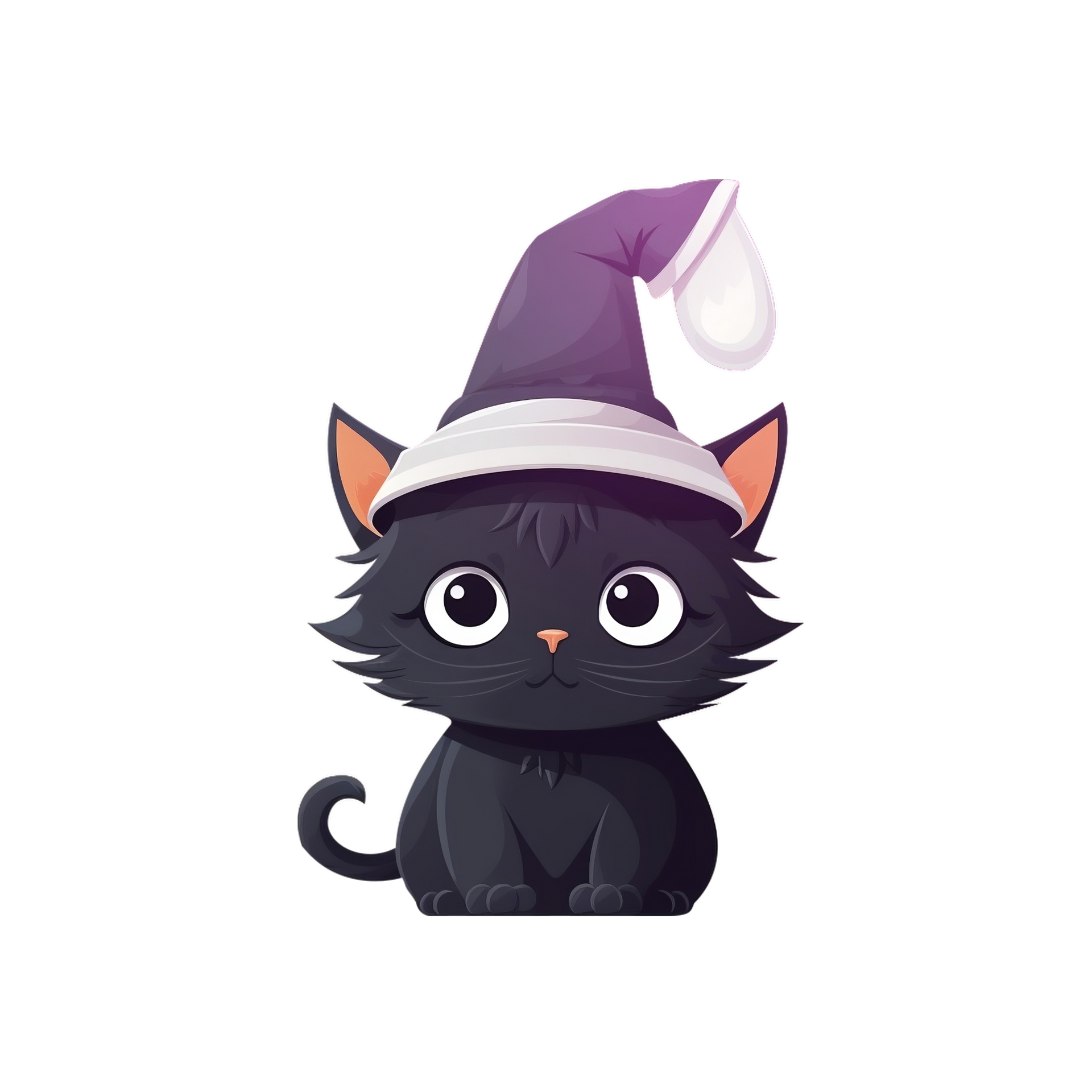 Cute Black Kitten Wearing a Hat - AI Generative 28744796 PNG
