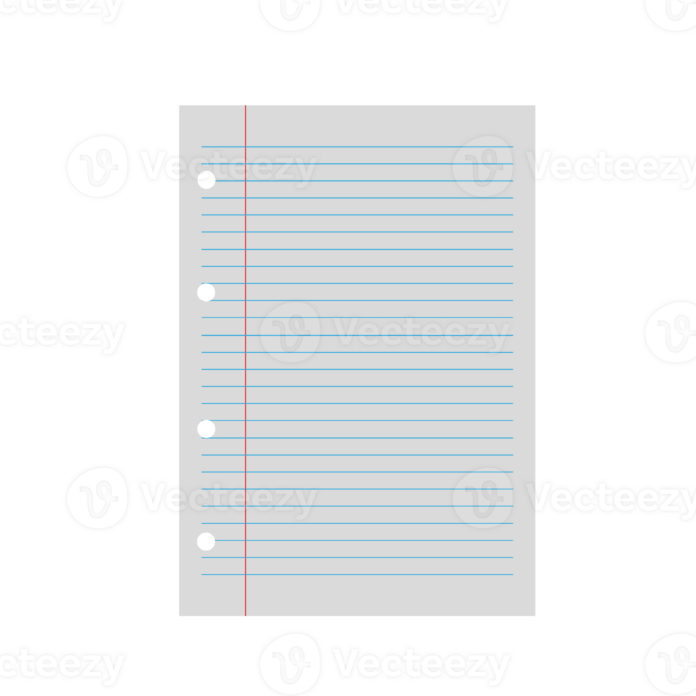 sheet of lined paper with holes for binding isolated png