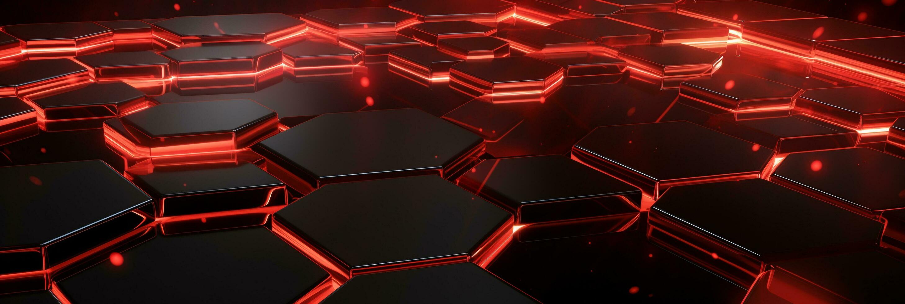 Abstract tech floor background Abstract technology floor background Abstract technology background hexagons green neon lights background Abstract 3D background AI generated photo