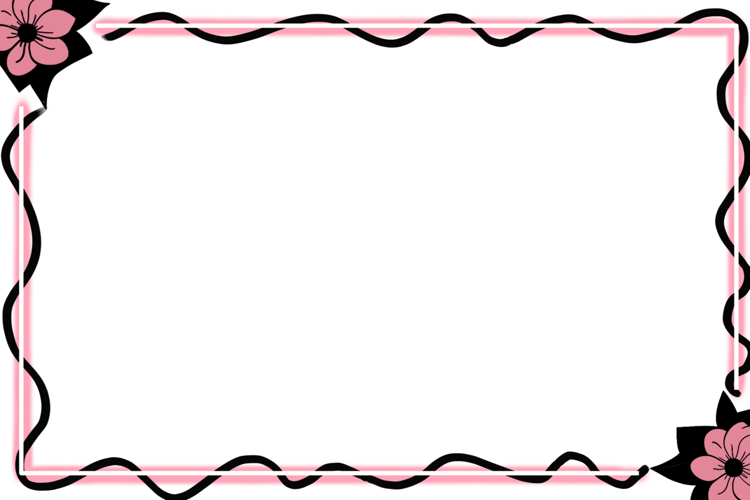 A beautiful illustration featuring a floral frame adorned with elegant pink and black stripes set against a pristine , perfect for various design projects png