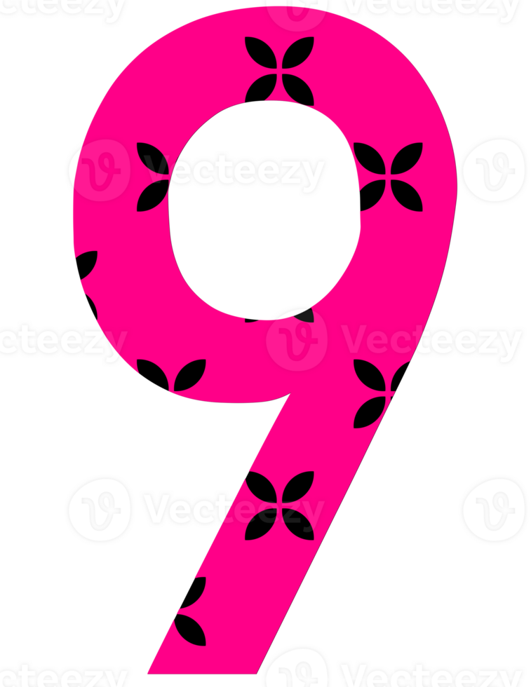 Illustration png cute bright pink numbers