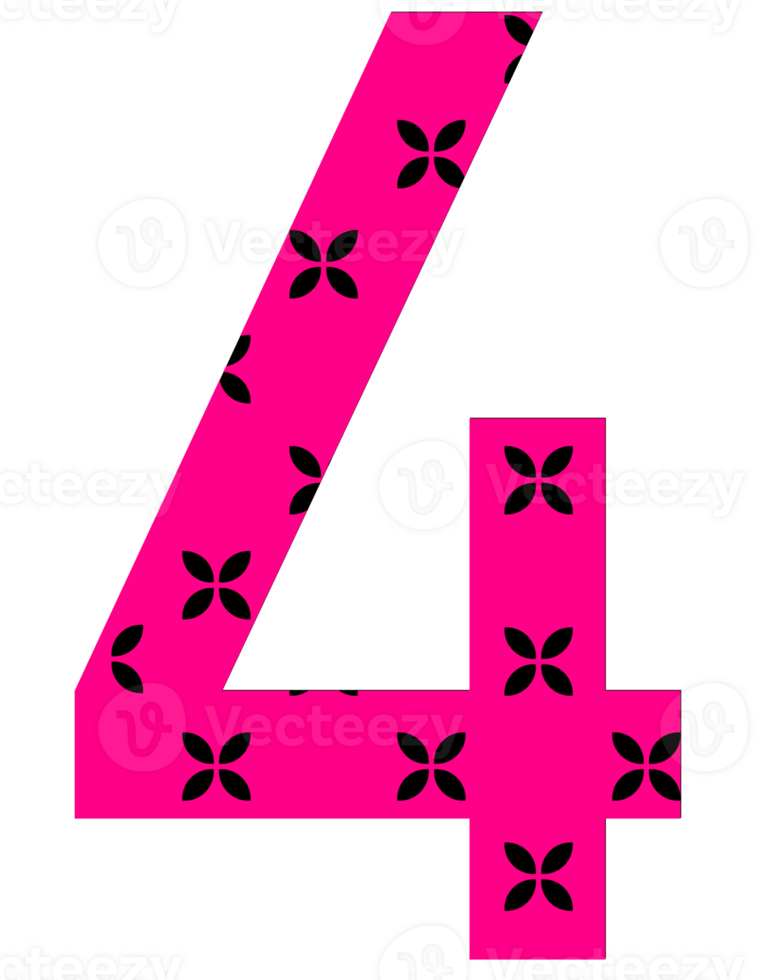 Illustration png cute bright pink numbers