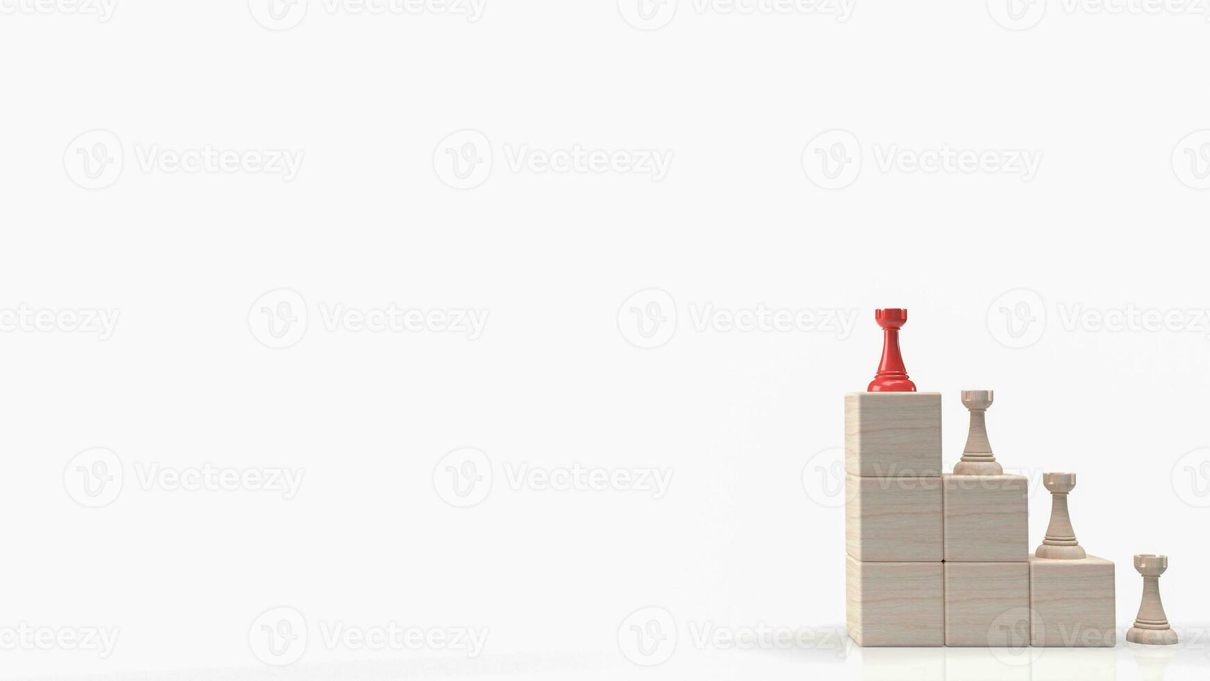 The chess on cube wood for Business concept 3d rendering photo