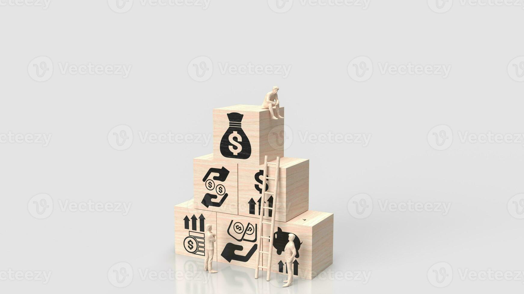 The icon on wood cube for Business concept 3d rendering photo